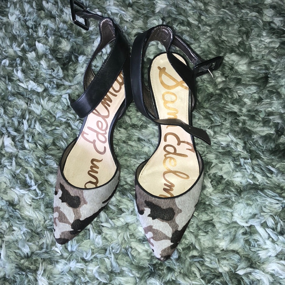 Sam Edelman 8 1/2  Grey Camo leather heels